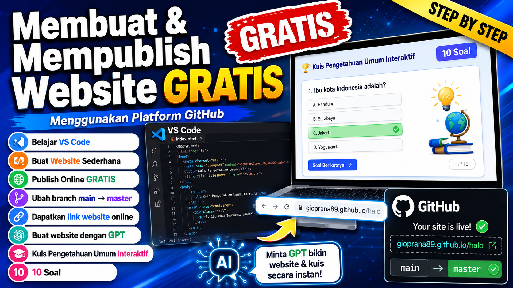 Membuat dan Mempublish Website GRATIS Menggunakan Platform GitHub